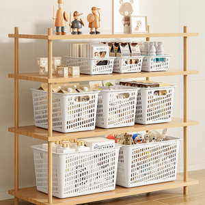 <b>Storage</b> <b>Baskets</b> White Rectangle With Handle For <b>Toys</b> Snacks Kitchen Dormitory Desktop Organization 35x25x20cm - Product Image 1