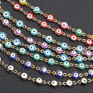 Chaîne Œil Turc en Acier Inoxydable avec Gouttes Émaillées, Apprêts de Bijoux pour Bricolage, Chaîne Colorée Bobine de 50M, Printemps 2024, Origine Yiwu - Product Image 4