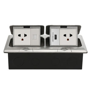 Enchufe de Piso Empotrado de Alta Resistencia <span class=keywords><strong>con</strong></span> Cubierta de Cierre Suave y <span class=keywords><strong>Doble</strong></span> Toma de Corriente para Instalación en Oficinas y Hogares - Product Image 1