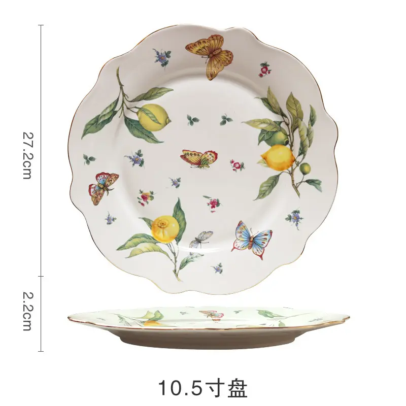 Color Box Ceramic Steak Plates Western Dishes Factory Direct Sales of European Home Hot Round Dinner Plate Business Gifts