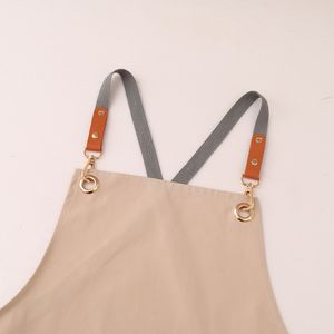 Tablier de restaurant respirant avec logo personnalisé Tablier de cuisine de chef en toile de coton confortable et réglable - Product Image 5