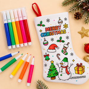 Kit Artigianale Natalizio Pafu per Bambini con Penne ad Acquerello Colorate, Sacchetto Regalo Personalizzato da Appendere per Natale - Product Image 1