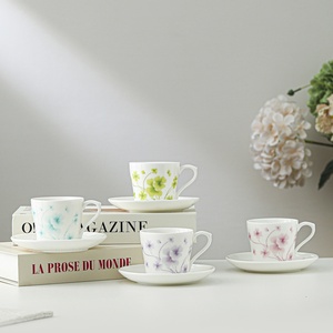 Juego de <span class=keywords><strong>Taza</strong></span> y Platillo de Cerámica con Diseño Floral <span class=keywords><strong>Pastel</strong></span>, <span class=keywords><strong>Taza</strong></span> de Té con Diseño de Acuarela en Azul, Verde, Morado y <span class=keywords><strong>Rosa</strong></span> - Product Image 1