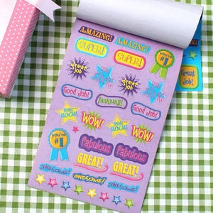 224 autocollants « Good <span class=keywords><strong>Job</strong></span> » pour enfants et enseignants, bloc d'autocollants d'encouragement positif pour le scrapbooking et les récompenses en classe - Product Image 4