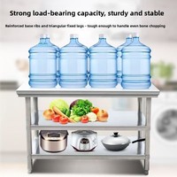 Plan de travail électrique antistatique extra-épais en acier inoxydable à trois niveaux, station d'emballage, comptoir de préparation de cuisine, table à manger