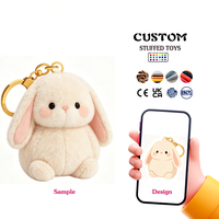 Porte-clés en peluche lapin couleur crème personnalisé, design mignon, oreilles longues, pendentif lapin doux pour cadeau promotionnel de marque