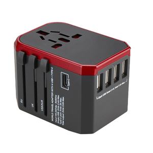 Adaptador de tomada elétrico universal para viagem, mais novo adaptador de viagem com 5.6a tipo c 4usb eua au adaptador de tomada ue