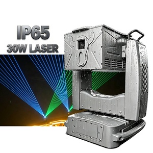 Уличный водонепроницаемый лазерный прожектор IP65 30 Вт RGB с подвижной головкой, управление DMX512, угол сканирования 30° для зданий, спортивных стадионов, сцен - Product Image 1