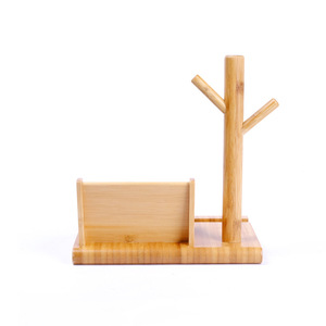 Plateau à clés en bambou pour entrée, ornement décoratif pour porte, porte-cartes de visite, rangement de bureau. - Product Image 3