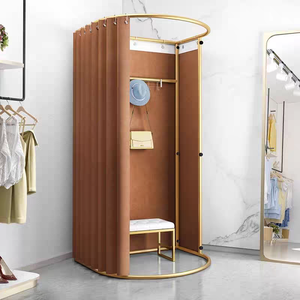 Probador de Lujo Moderno de Metal para Boutique con Cortina, Racks de Exhibición para Vestidor de Lujo Contemporáneo para Tienda de Ropa - Product Image 4