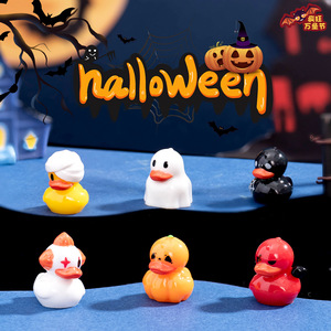 Figurines de canard en résine d'Halloween, décorations miniatures de canard démoniaque citrouille, ornements pour micro-paysages, décorations pour maisons de poupées, décorations de fête - Product Image 1
