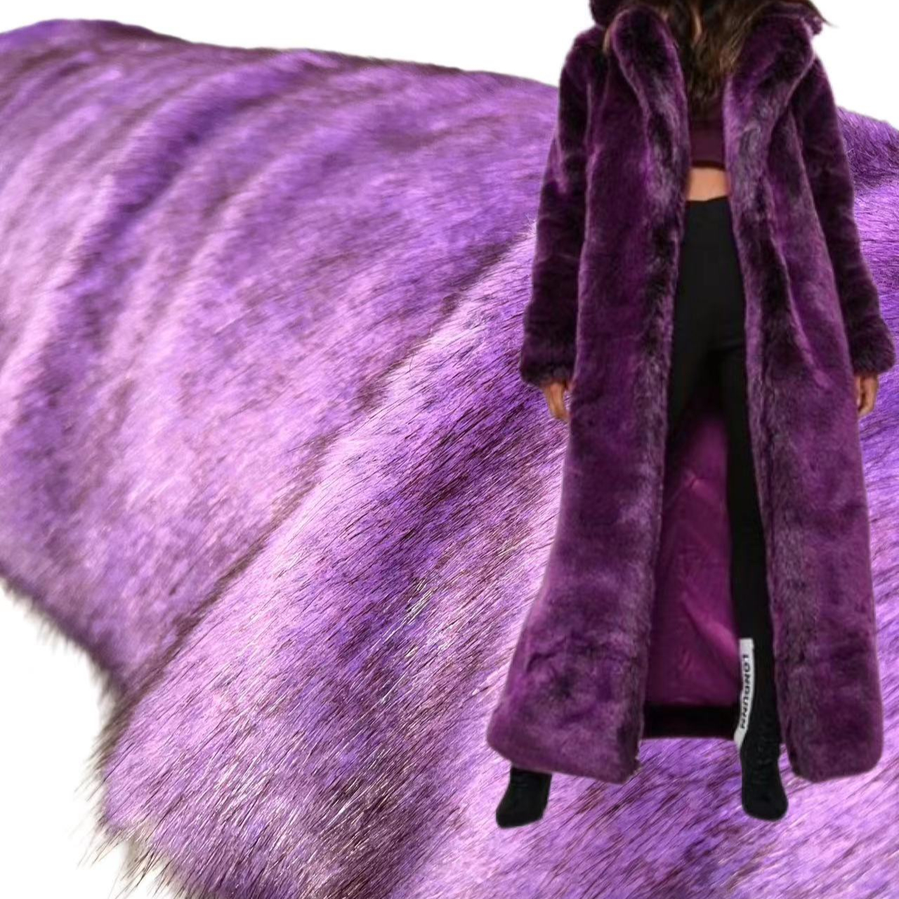 Индивидуальные Роскошные фиолетовые сиреневые плюшевые ткани животных длинный ворс мех