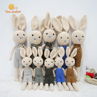 Jouets en peluche en coton bio Amigurumi tricotés, poupées douces en peluche, lapin en crochet, jouets pour bébés avec rembourrage en coton PP et détails brodés