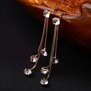 SZE059 moda kristal altın püskül kristal küpe mücevherat toptan kadınlar için
