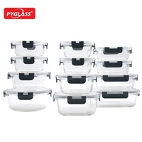 Pyglass Superior Meal Prep Ensemble de récipients de stockage des aliments en verre avec couvercles verrouillables à charnière sans BPA Boîte de rangement