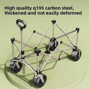 थोक स्टेनलेस स्टील चार पहिया पोर्टेबल शॉपिंग कार्ट फोल्डेबल सेल्फ ड्राइविंग कैंपिंग ट्रॉली आउटडोर कैंप वाहन भंडारण - Product Image 3