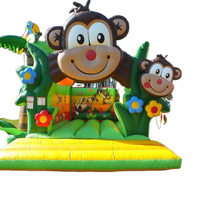 Hoge Kwaliteit Pvc Materiaal Karton Opblaasbare Aap Jungle Bouncer Kasteel Springen Huis Voor Kinderen En Volwassen