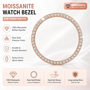 <span class=keywords><strong>Lunette</strong></span> de montre personnalisée en or rose et moissanite, adaptée aux montres de 40 mm, accessoires de haute qualité - Product Image 1