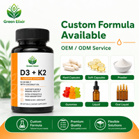 Capsules de vitamine D3 K2 MK-7 en gélules molles 10000 UI D3 200 mcg K2 Huile de noix de coco Complément alimentaire Santé osseuse Soutien immunitaire 30 gélules