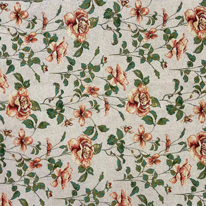 Tessuto per tappezzeria in velluto jacquard floreale tinto in filo rosa, beige e verde, traspirante, venduto al metro - Product Image 1