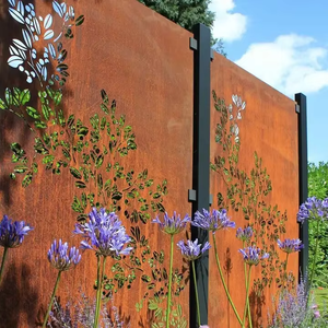 Factory Outdoor Laser Cut Corten Steel Garden <b>Screen</b> Design <b>Decorative</b> Fence Panel Factory Custom Made - Product Image 2