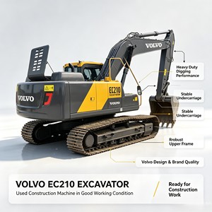 Excavatrice Volvo EC210 d'occasion de haute qualité, 21 tonnes, système hydraulique stable, puissance de creusement élevée, excavatrice sur chenilles d'occasion à vendre - Product Image 1
