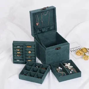 卸売 2層ミニジュエリーボックス-RetroポータブルMini Three Layer Receiving Retro Portable Jewelry Packaging Box ecklaceジュエリーリングホルダーイヤリングジュエリーボックス