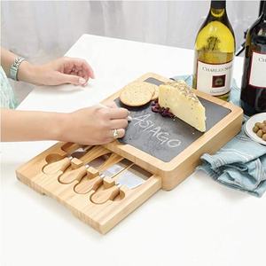 <span class=keywords><strong>Ardoise</strong></span> de service naturelle avec plateau <span class=keywords><strong>à</strong></span> fromages en bambou avec couteau <span class=keywords><strong>à</strong></span> <span class=keywords><strong>fromage</strong></span> sur base en bambou de qualité avec tiroir - Product Image 6