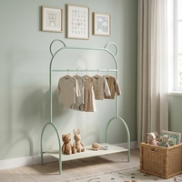 Porte-vêtements double niveau en métal pour la maison, idéal pour les vêtements d'enfants et les serviettes de salon, design carré