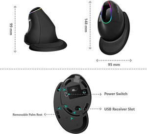 Vertical Ergonomic Optical Mouse Rechargeable RGB Backlit 7 Buttons Right Hand mouse for Desktop Gaming - Product Image 6