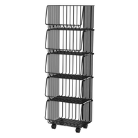 Chariot de rangement mobile multi-niveaux sur roulettes en métal au design moderne pour chambre et salle de bain