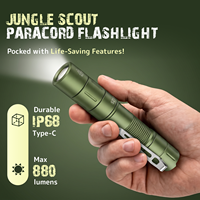 Lampe torche LED tactique S21 puissante et lumineuse 880 lumens, étanche IP68, rechargeable par USB, en aluminium, mini, magnétique, portée 300-400M