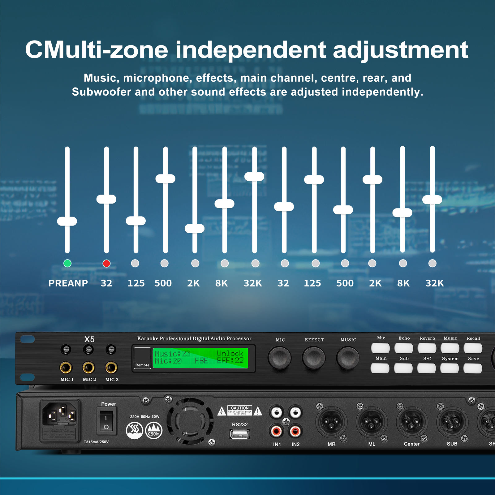 Depusheng X5 Digital Audio Processor - KTV Pre-Effector for Home