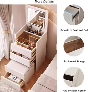 Table de toilette moderne <span class=keywords><strong>et</strong></span> simple de couleur blanche avec miroir é<span class=keywords><strong>clair</strong></span>é <span class=keywords><strong>et</strong></span> commodes, meubles de chambre durables, vente en gros de coiffeuses - Product Image 5