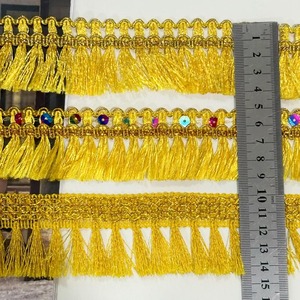 Accessoire de vêtement DIY, Franges à pampilles perlées, Garniture décorative pour robe de costume et chapeau, Garniture ethnique pour rideaux, Textile de couture, Galons de dentelle dorés - Product Image 5