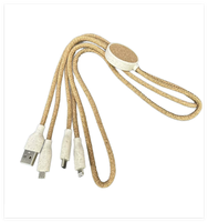 Logotipo personalizado Respetuoso con el medio ambiente Corcho Trigo Paja 1m 3 In1 Adaptadores Cables de alimentación Cargador USB Cable de datos