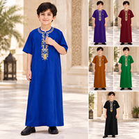 CCY Thobe personnalisé pour enfants, vêtements islamiques, robe arabe pour garçons, robe à manches courtes brodée pour enfants musulmans