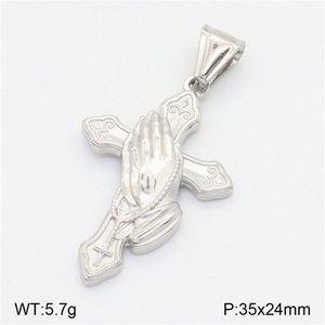 Medallas de la Virgen María y Jesús en Acero Inoxidable Plateado KOMI, Dijes de Cruz para Hacer Collares y Pulseras para Hombres y Mujeres - Product Image 4