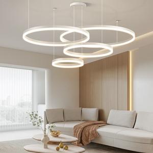 Современный круглый подвесной светильник черный корпус подвесной светильник потолочный светильник светодиодный круглый люстра кольцо подвесные светильники - Product Image 5