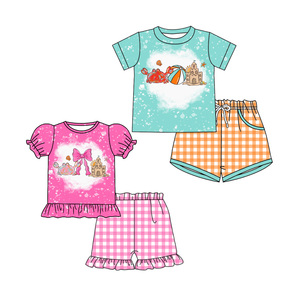 Conjunto de 2 Piezas de Ropa para Niños, Pantalones Cortos de Verano Casuales con Estampado de Castillo de Playa, de Algodón y Elastano Transpirable, para Niñas y Niños - Product Image 3
