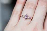 Anillo de compromiso Sailor Moon de cuarzo lavanda marquesa, plata de ley 925, oro rosa con piedra lunar