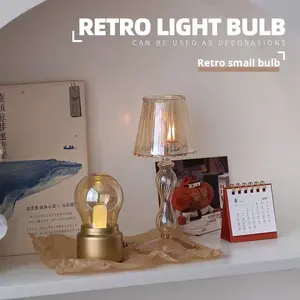 クリエイティブレトロ充電式LED USB銅ナイトライトベッドサイドベッドルームミニ寮テーブルランプ電球雰囲気ライトガラス - Product Image 2