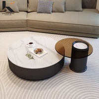 Table basse moderne de luxe léger, plateau en marbre, cadre doré, table centrale pour salon, design haut de gamme