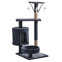 Arbre à chat moderne et intégré en bois écologique à 4 niveaux, style Noël, avec colonne d'escalade et maisonnette pour chat (non en carton)