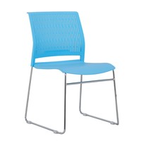 Chaise de conférence empilable moderne en plastique avec accoudoirs fixes, hauteur réglable, base en fer, pour visiteurs, bureau, hôtel, réunion