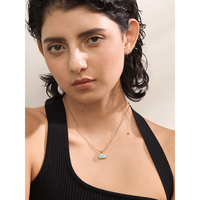 Collier pendentif chic en acier inoxydable avec pierre naturelle amazonite carrée JINYOU 265, bijoux de haute qualité exclusifs