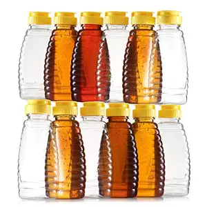 12 Oz खाली शहद की बोतलें BPA मुक्त खाद्य सुरक्षित पीईटी प्लास्टिक शहद मशीन फ्लिप-शीर्ष Refillable सिरप कंटेनर महान भंडारण के लिए
