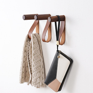 כובע וו עור מתלה כובע מעיל דלת בגדים מתלה עץ טבעי + בגדי עור קולב entryway - Product Image 6