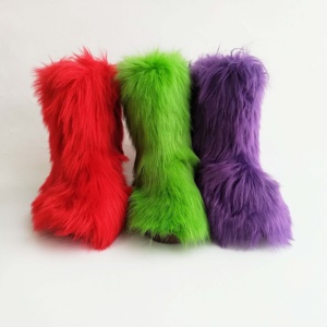 Gift for Christmas Wholesale Ladies Faux <strong>Furry</strong> Fluffy Winter Faux Fur Indoor <strong>Slipper</strong> <strong>Boots</strong> for Women - Product Image 5