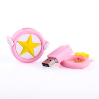 Clé USB 2.0 en forme d'avocat de dessin animé 64 Go, nouvelle boîte cadeau créative en silicone avec coque cinq étoiles et anneau de suspension